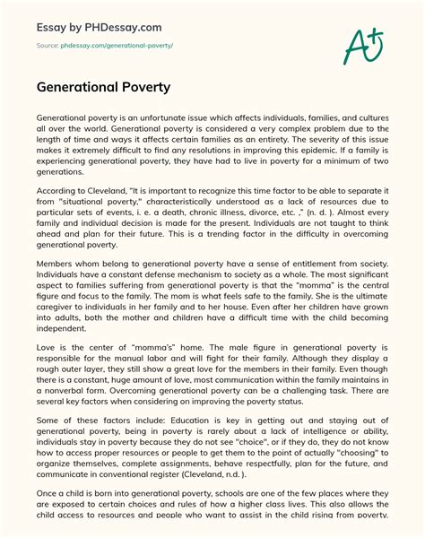 Generational Poverty Example - PHDessay.com