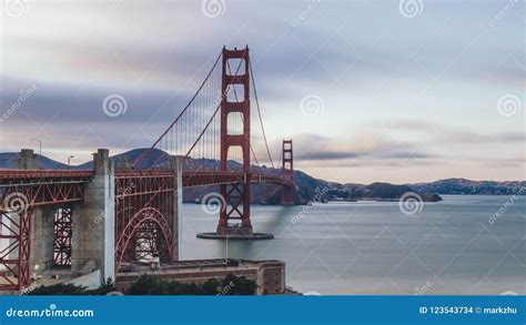 View Of The Golden Gate Bridge At Dusk Stock Photo Image Of Gate