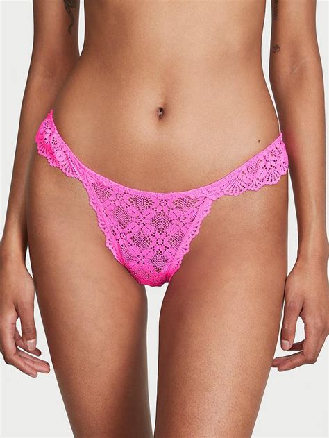 Dantelli Askılı Bikini Külot Pembe Victoria s Secret