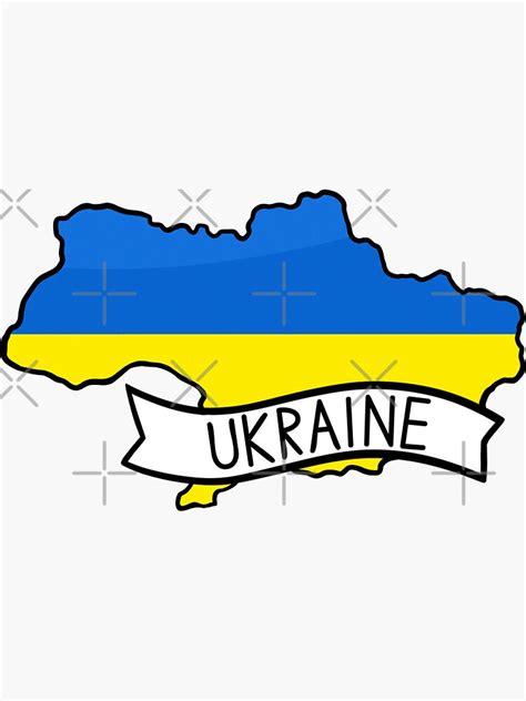 Ukraine Flag Map Sticker Sticker For Sale By Drawingvild Redbubble