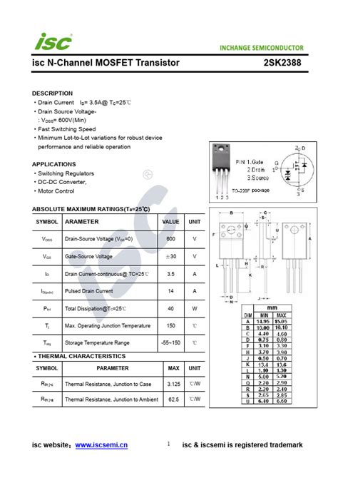 Sk Datasheet Transistor Equivalent Inchange Semiconductor