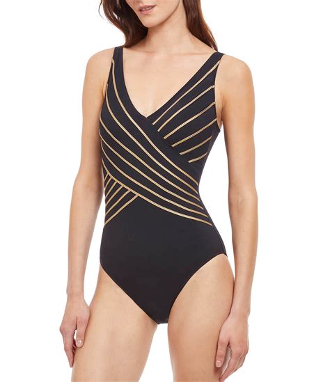 Gottex Embrace Surplice V Neck Tummy Control One Piece Swimsuit Dillards