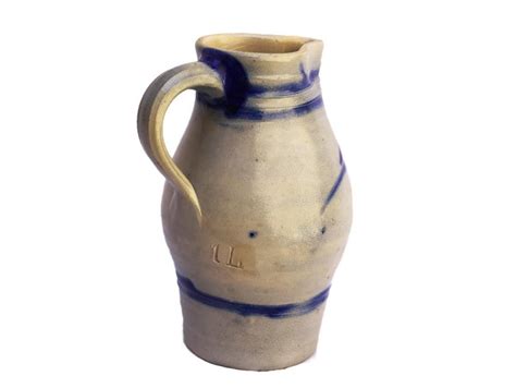 Ceramic Water Jug. French Vintage Blue Glazed Pottery Pitcher. Rustic ...