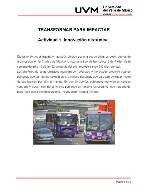 A1 Innovación disruptiva Transformar para impactar TRANSFORMAR PARA