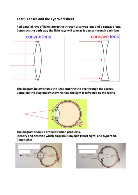 Concave And Convex Lenses Worksheet Concave Convex Lenses Btec 6 3