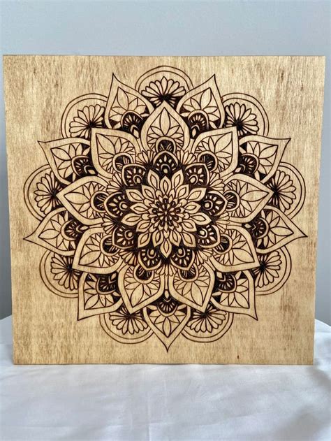 Mandala Woodburning Art Stained Wood 8x8 Wood - Etsy | Wood burning patterns, Art stained, Wood ...