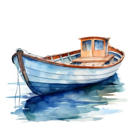 premium ai image charming watercolor wooden boat clipart  white
