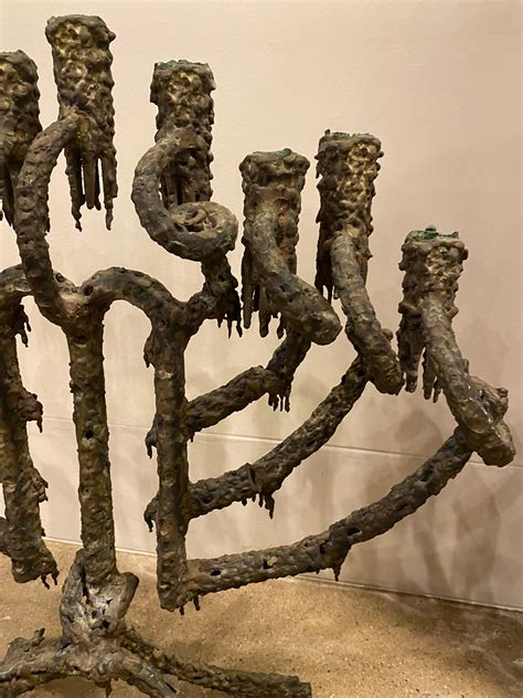 Brutalist Bronze Candelabra Or Menorah By Daniel Gluck California