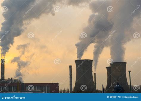 The Chimney Of A Thermal Power Plant The Smoke Extracted By A Thermal