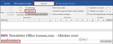 Word Verschiedene Kopf und Fußzeilen erstellen Office Lernen