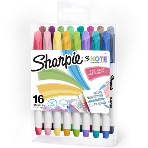 Sharpie S Note Creative Markers Assorted Colors Chisel Tip 16 Count