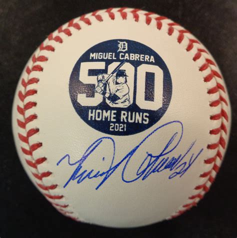 Miguel Cabrera Autographed 500th Home Run Logo Baseball - Detroit City ...