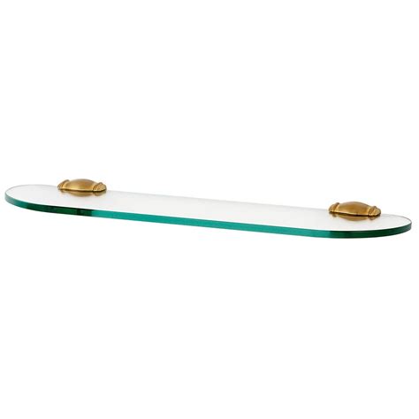 Charlie S Collection 18 Glass Shelf With Brackets In Satin Brass By