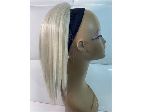 Drawstring Ponytail Extension Human Hair Synthetic Cool Light Blonde