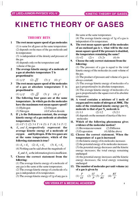 SOLUTION Kinetic Theory Of Gases Studypool