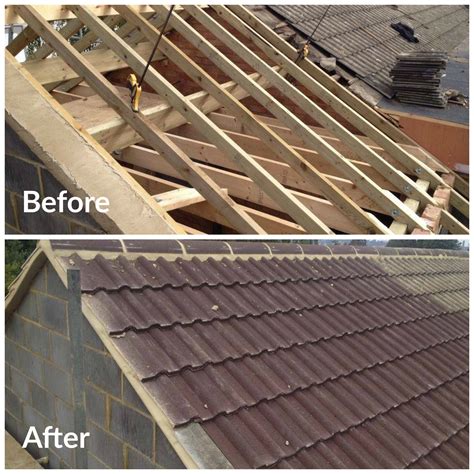 Red tiled roof before and after - Chesterfield Roof Repair