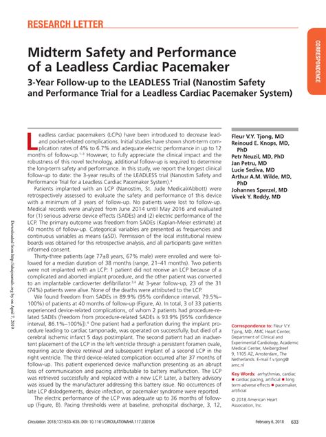 Pdf Midterm Safety And Performance Of A Leadless Cardiac Pacemaker