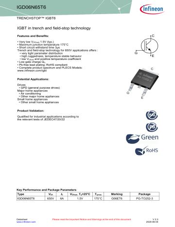 Infineon IGD06N65T6 IGBT Discrete Data Sheet Manualzz