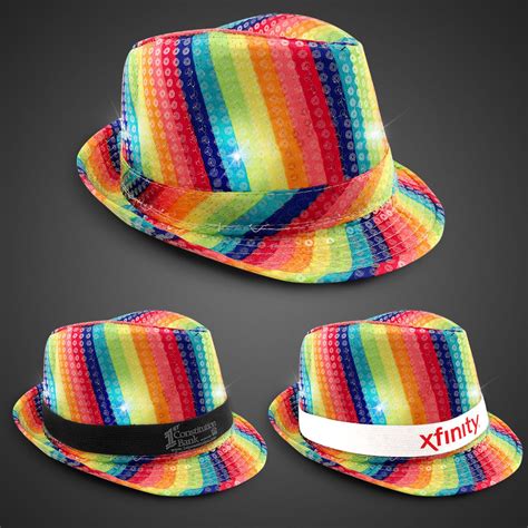 Rainbow Sequin Led Fedora Imprintable Bands Available