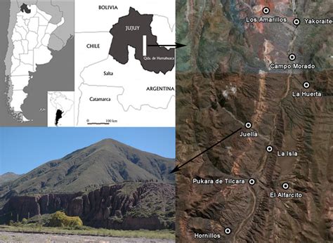 Ubicación geográfica de la Quebrada de Humahuaca. Imagen satelital con ...