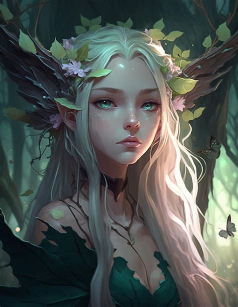 Premium Photo | Delicate forest fairy girl fantasy anime