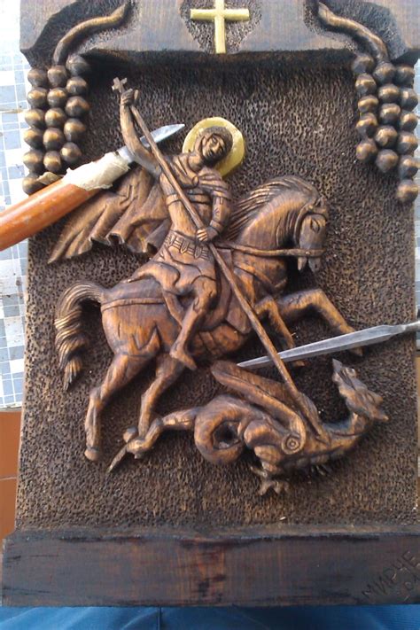 Sv Georgije Ikona St George Icon Carving St George Wood Art