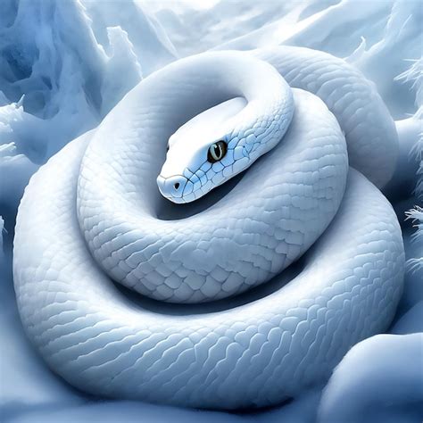 Premium Ai Image Frosted Theme Mockup Close Up Of White Snake