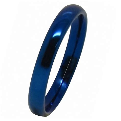 Solid Blue Tungsten Carbide Engagement Rings Mm Wide Classic Polish