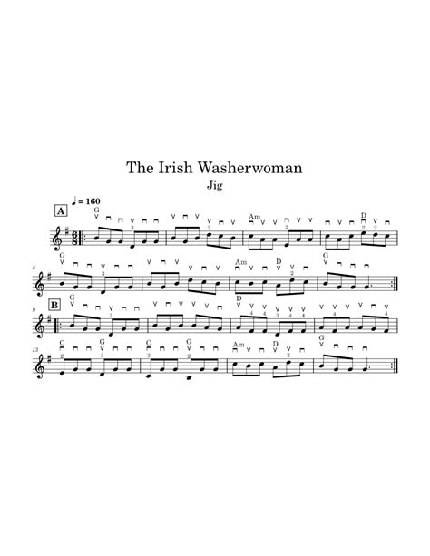 The Irish Washerwoman Concertina Notation Sheet Music For Concertina