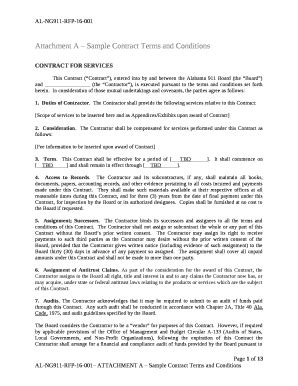 Attachment A Sample Contract Terms And Conditions Template Doc Template