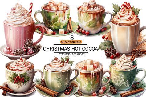 Christmas Hot Cocoa Watercolor Clipart Graphic By Bundle Queen Creative Fabrica