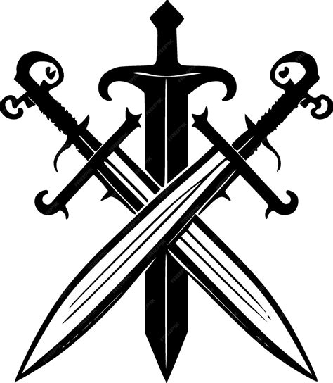 Premium Vector Crossed Swords Black And White Isolated Icon Vector Illustration