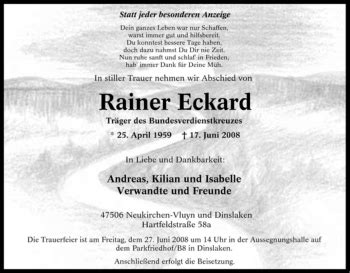 Traueranzeigen Von Rainer Eckard Trauer In Nrw De