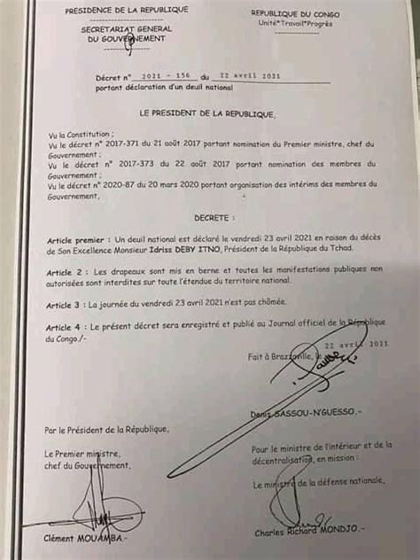 BrazzaNews on Twitter Denis SASSOU NGUESSO decrète un deuil