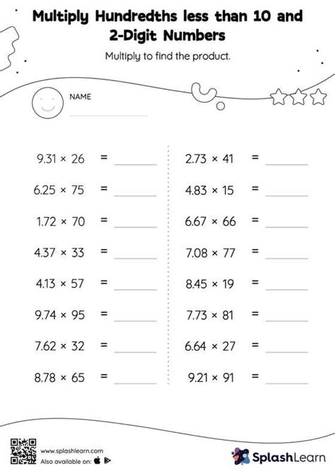 Multiply Hundredths Less Than And Digit Numbers Horizontal