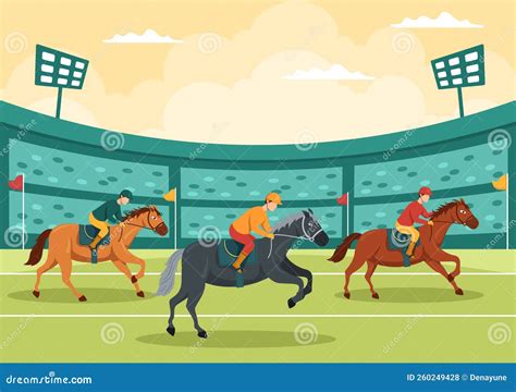 Horse Racing Competition In A Racecourse With Equestrian Performance ...