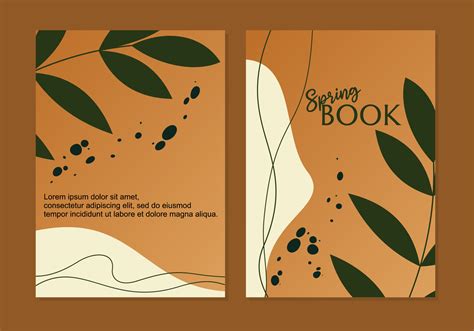 Spring Book Covers Template Set Botanical Floral Design For Notebooks