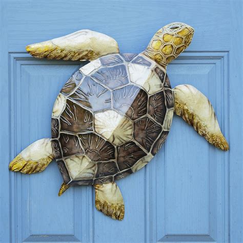 Sea Turtle Wall Decor With Brown Checkered Shell M Eangee Home