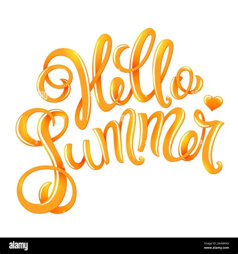 Hello Summer Hand Drawn Lettering Vector Illustration Stock Vector