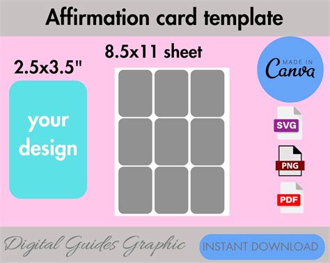 Affirmation Card Template Affirmation Card Svg Blank Affirmation Card