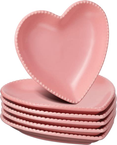 Meanplan Heart Shaped Plates Ceramic Salad Set Of 6