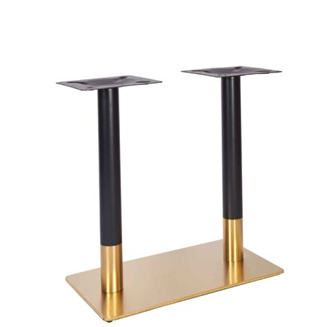 Ares Brass And Black Twin Dining Table Base Contract Chair Co