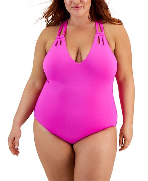 Becca Etc Plus Size Color Code Double Strap One Piece Swimsuit Macys