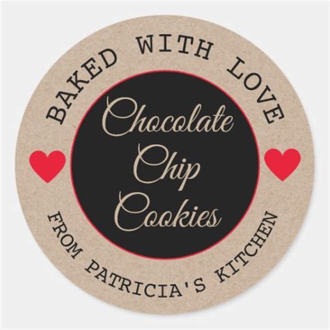 Rustic Kraft Paper Choco Cookies Baked With Love Classic Round Sticker