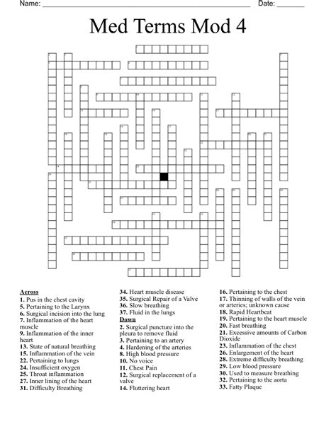 Med Terms Mod Crossword Wordmint