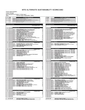 Fillable Online Your Kingcounty WTD ALTERNATE SUSTAINABILITY SCORECARD