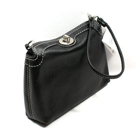 Coach Leather Turnlock Large Black Wristlet Coach