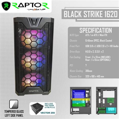 Jual Casing Raptor Black Strike 1620 Free 3 Fan RGB Shopee Indonesia