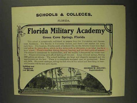 1908 Florida Military Academy Ad - Green Cove Springs, Florida