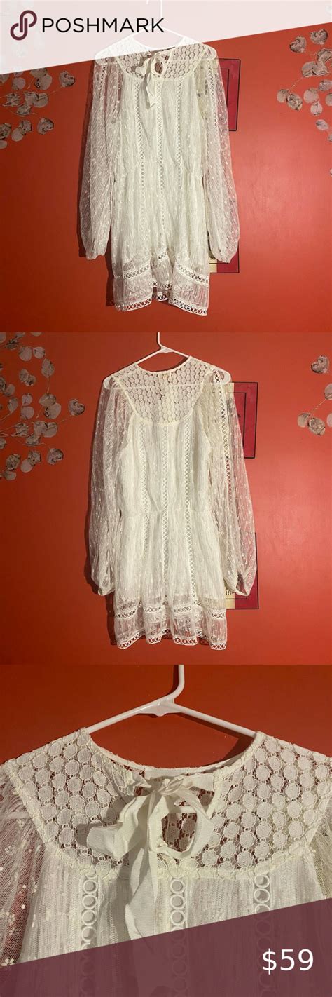 Foxiedox Anthro White Floral Embroidered Sheer Lace Dress Sz S White